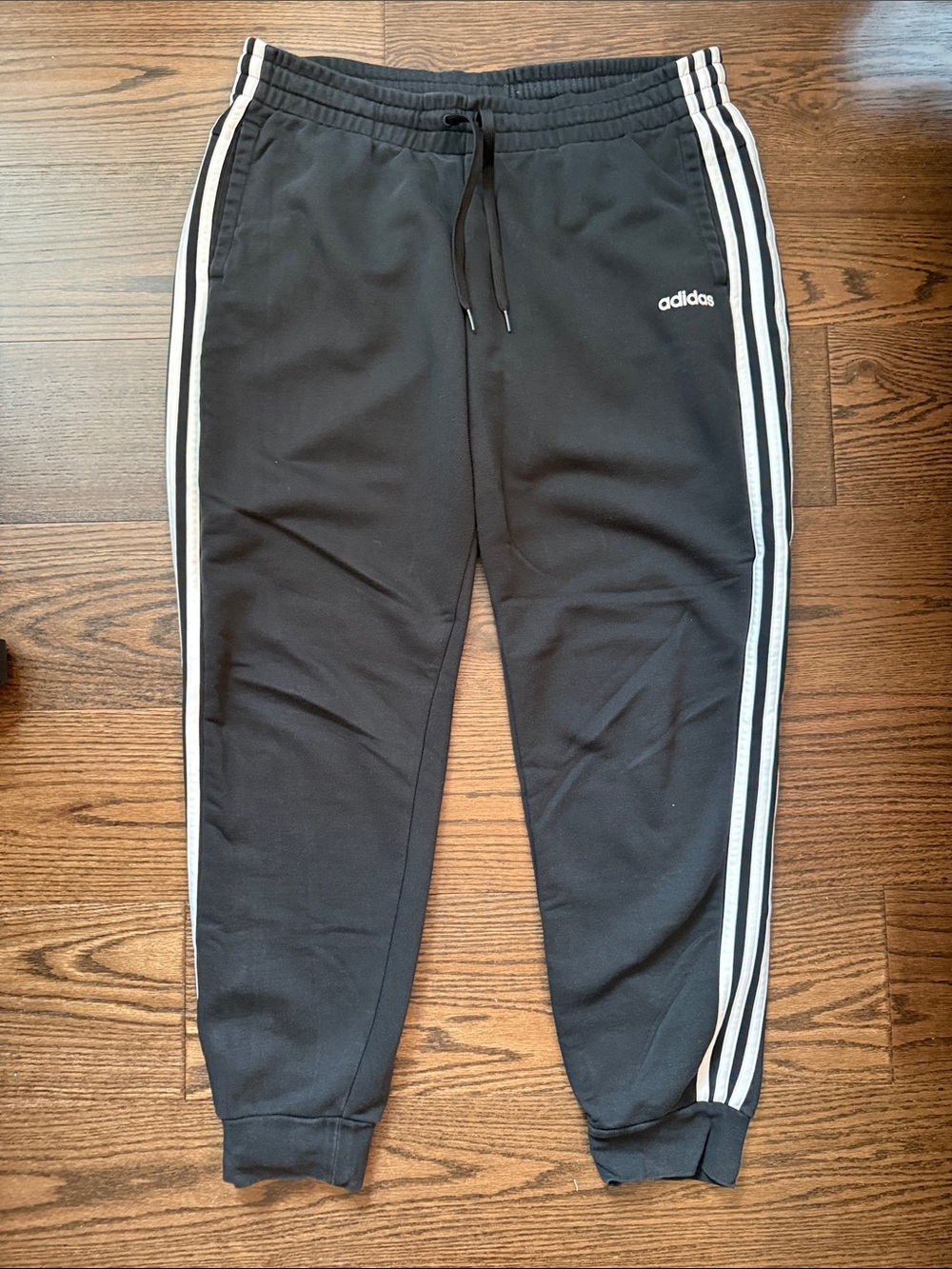 adidas Black Jogger Pants with White Three-Stripes